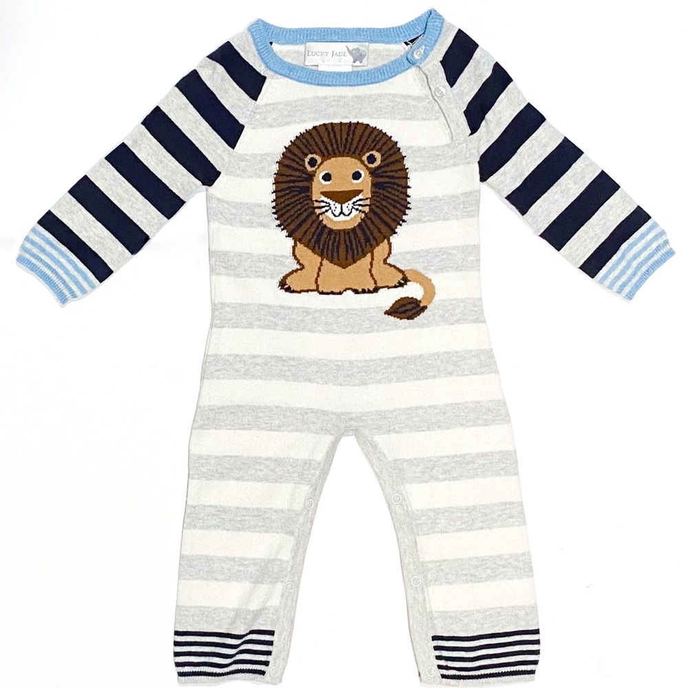 NWT Cashmere Cotton Unisex Griffin Lion Stripe Coverall/Onesie